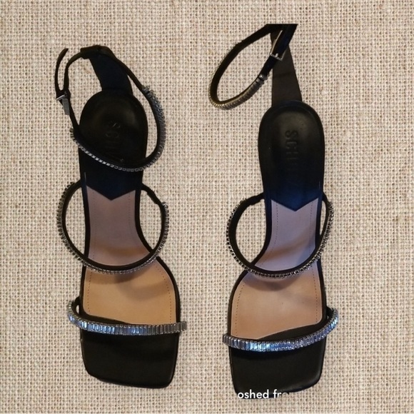 Black rhinestones Nellina Strappy heels - Picture 2 of 5